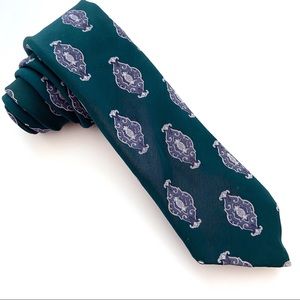 VTG Valentino Green Emblem Silk Skinny Tie Italy